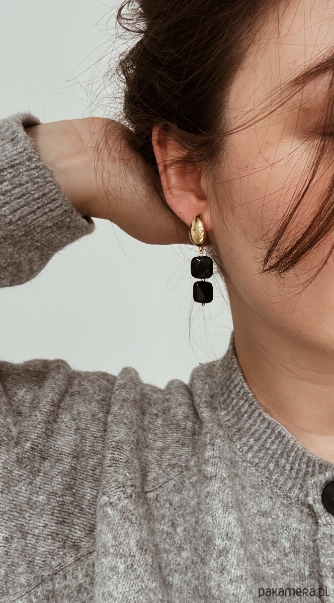 kolczyki z kamieniami Kolczyki  Agat Czarny 5