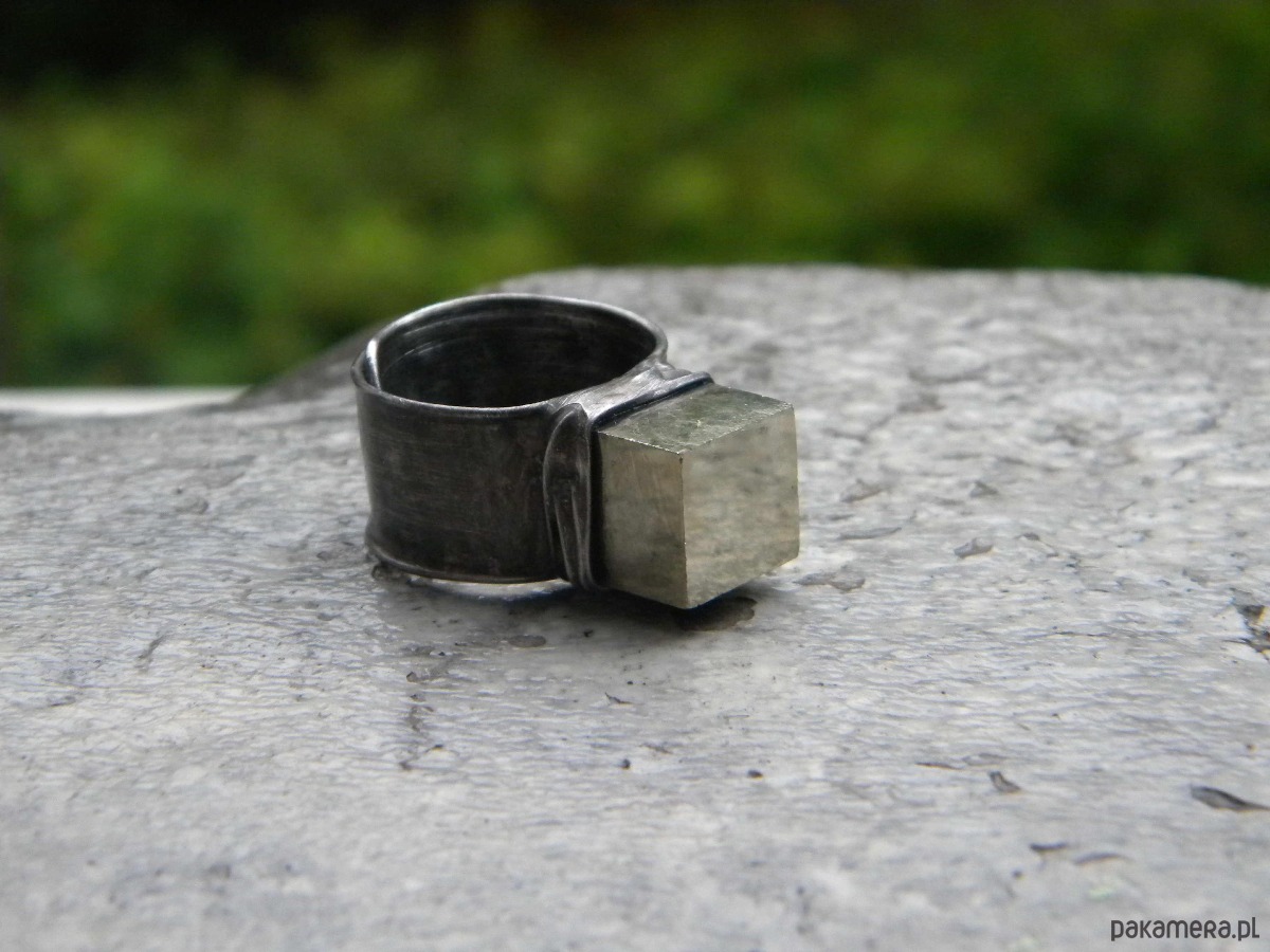 biżuteria męska Kostka - piryt - pierścionek 1