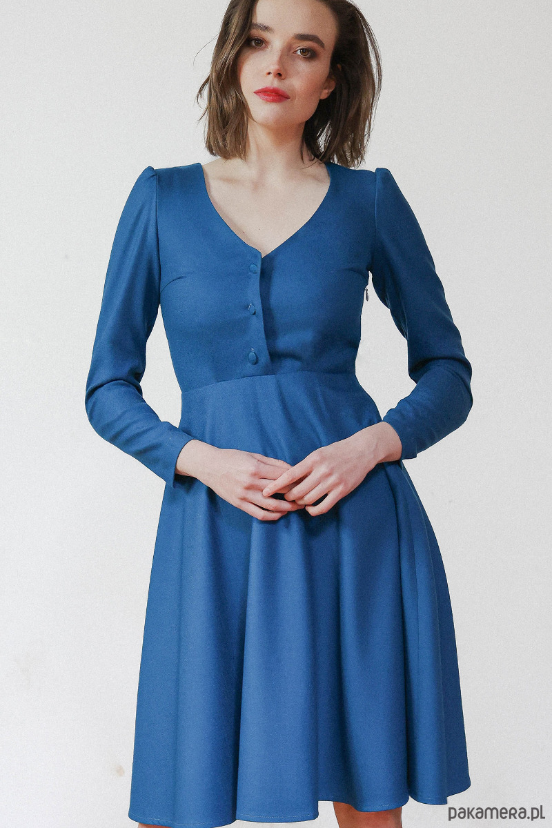 sukienki midi damskie Sukienka z wełny merino - morska 4