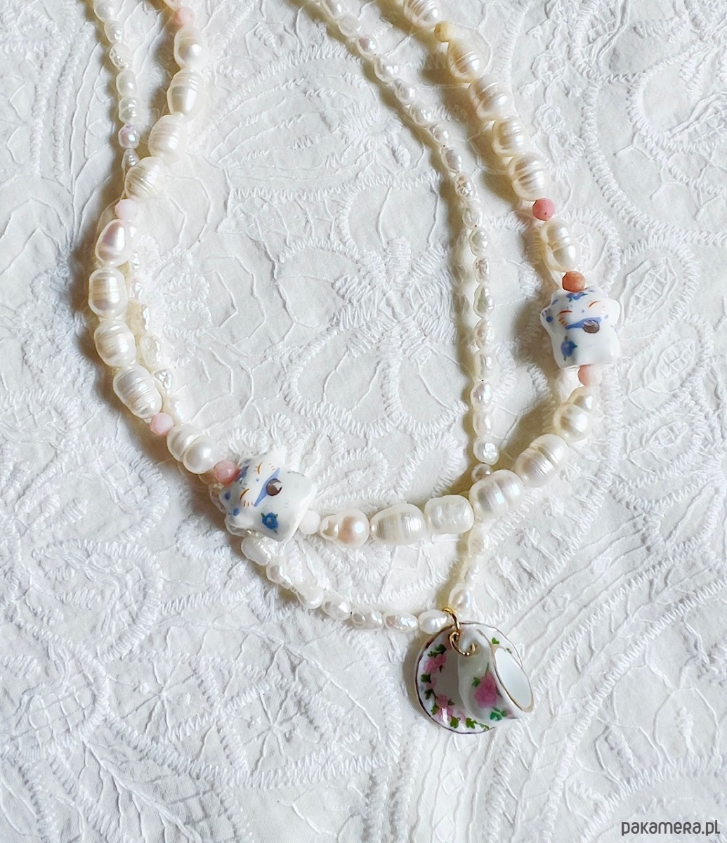 korale Naszyjnik z  pereł Lucky Cat 5