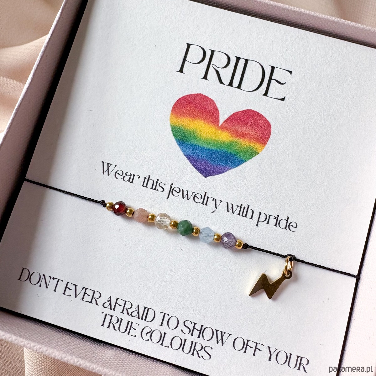 bransoletki na sznurku Kolorowa bransoletka PRIDE z kamieni naturalnych 1