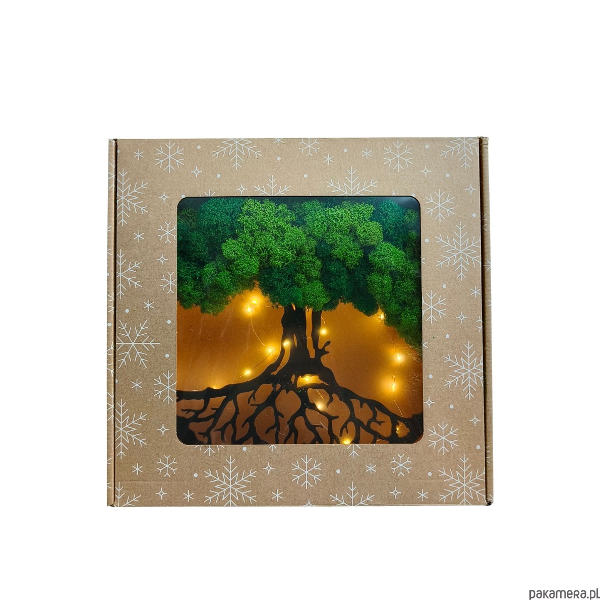 dekoracje świąteczne Obraz, drzewo  z mchu chrobotka, w świątecznym pudełku, 30cm. 2