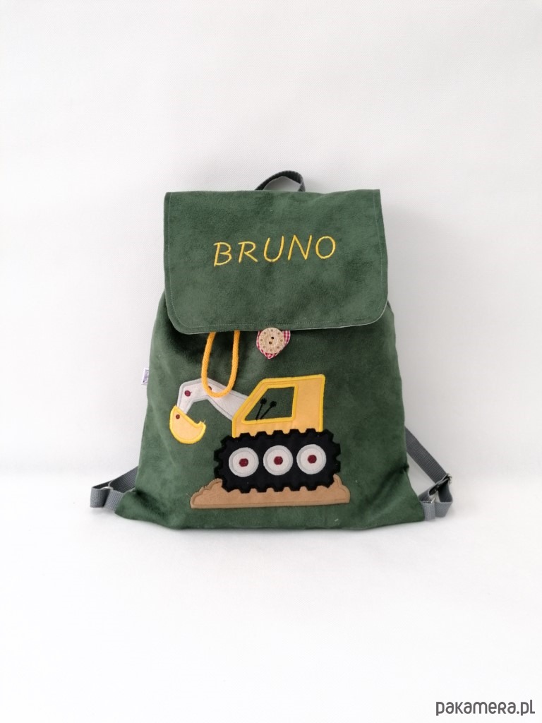 torebki, worki i plecaki dziecięce Imienny prezent dla chłopca - plecak z koparką 6