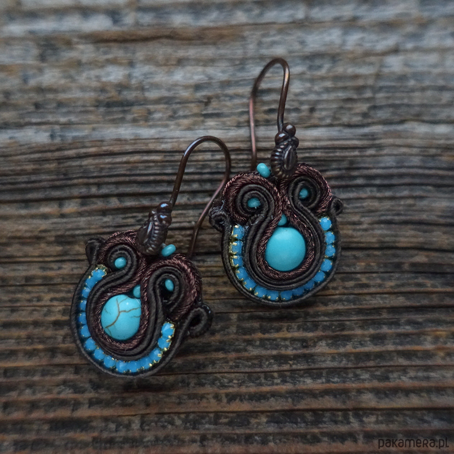 komplet biżuterii Brąz i turkus - sutaszowy komplet biżuterii 4