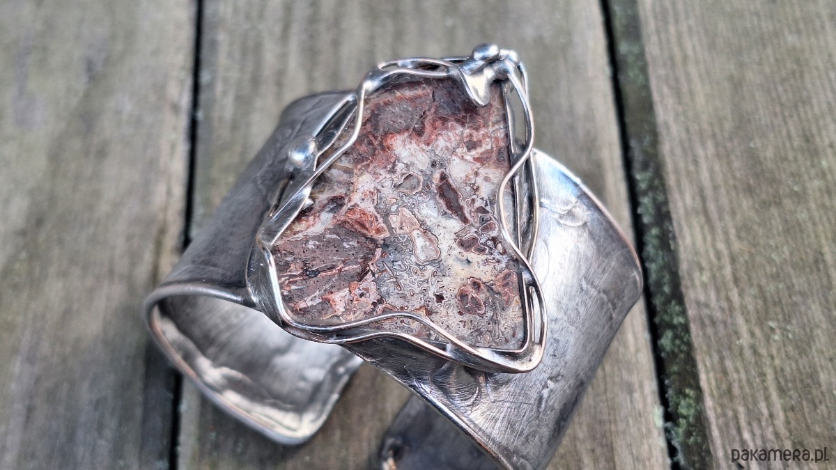 bransoletki wire wrapping Szalony agat - bransoletka regulowana 1