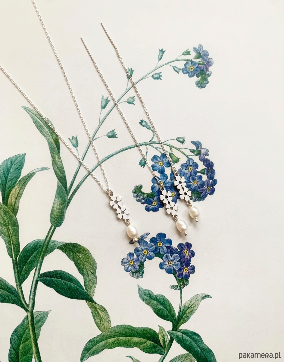 kolczyki srebrne Flora- Kolczyki- Niezapominajka-srebro 1