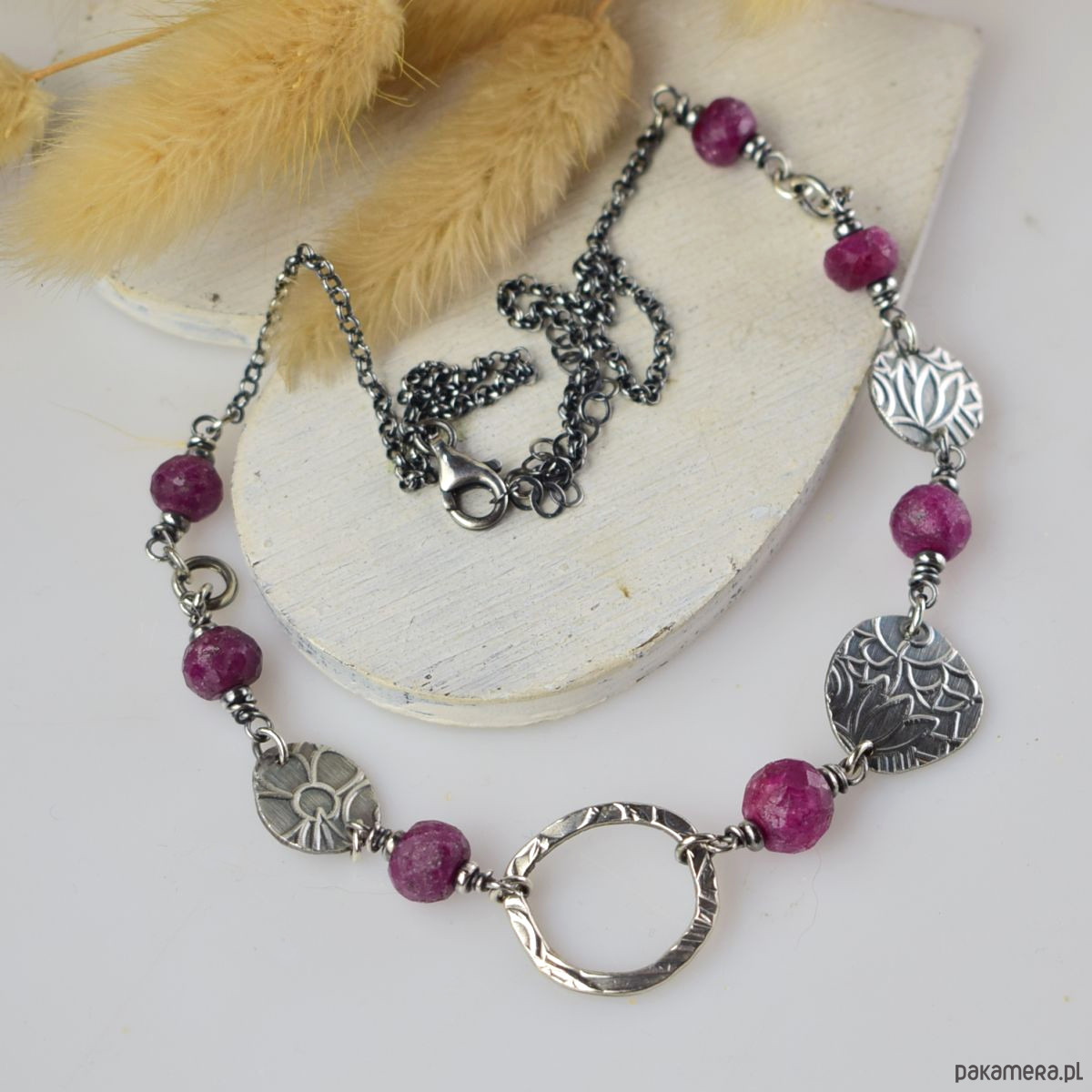 srebrne naszyjniki Rubin asymetryczny - srebrny naszyjnik 3