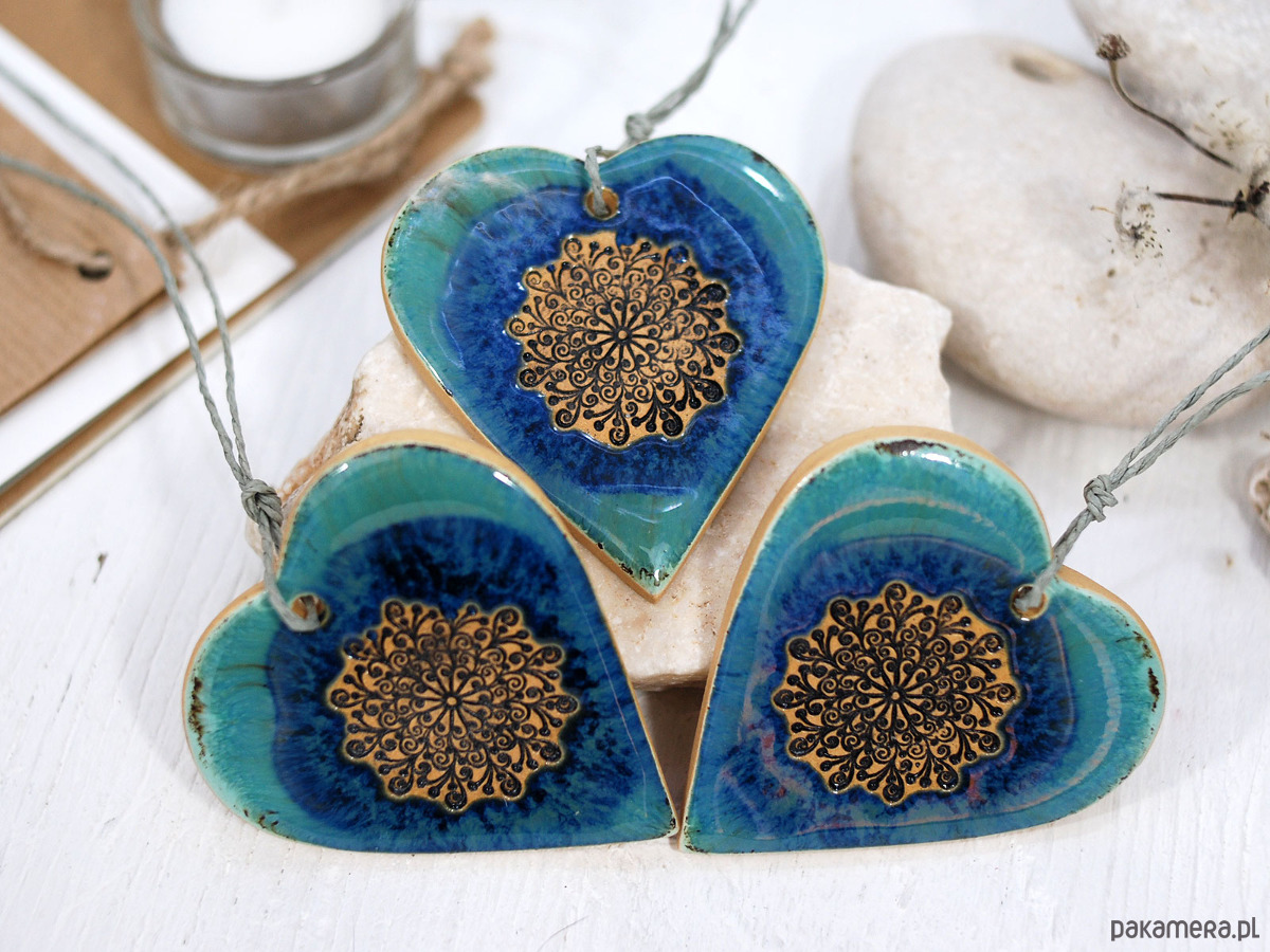ozdoby choinkowe Ceramiczne serce laguna - wisząca ozdoba ceramiczna 3