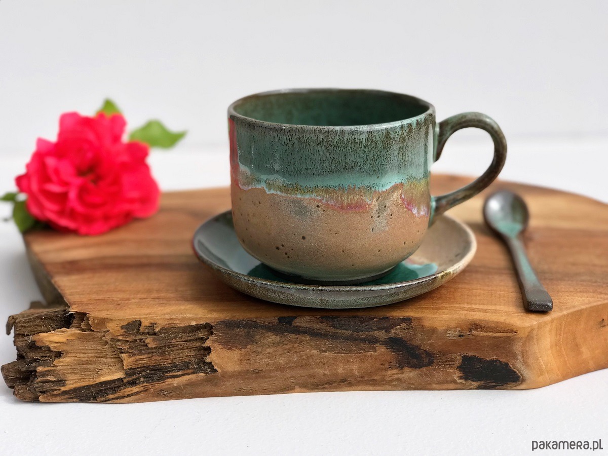 filiżanki Kubek ceramiczny  Duża filiżanka ze spodkiem 2