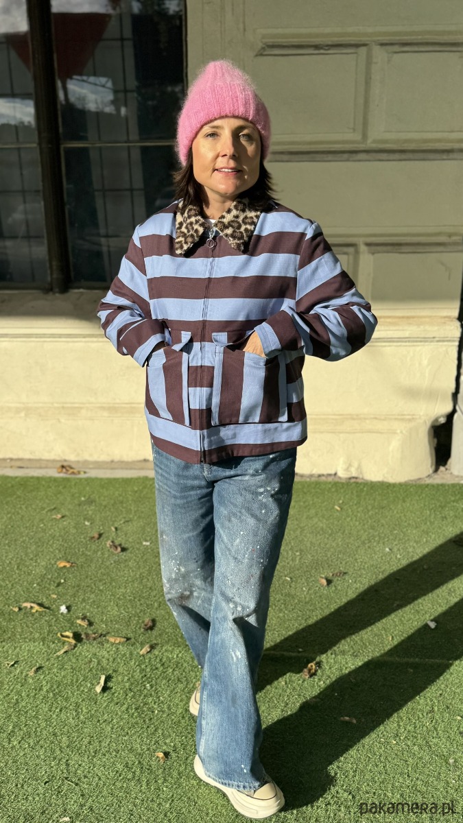 kurtki damskie Kurtka w pasy z kołnierzykiem 7
