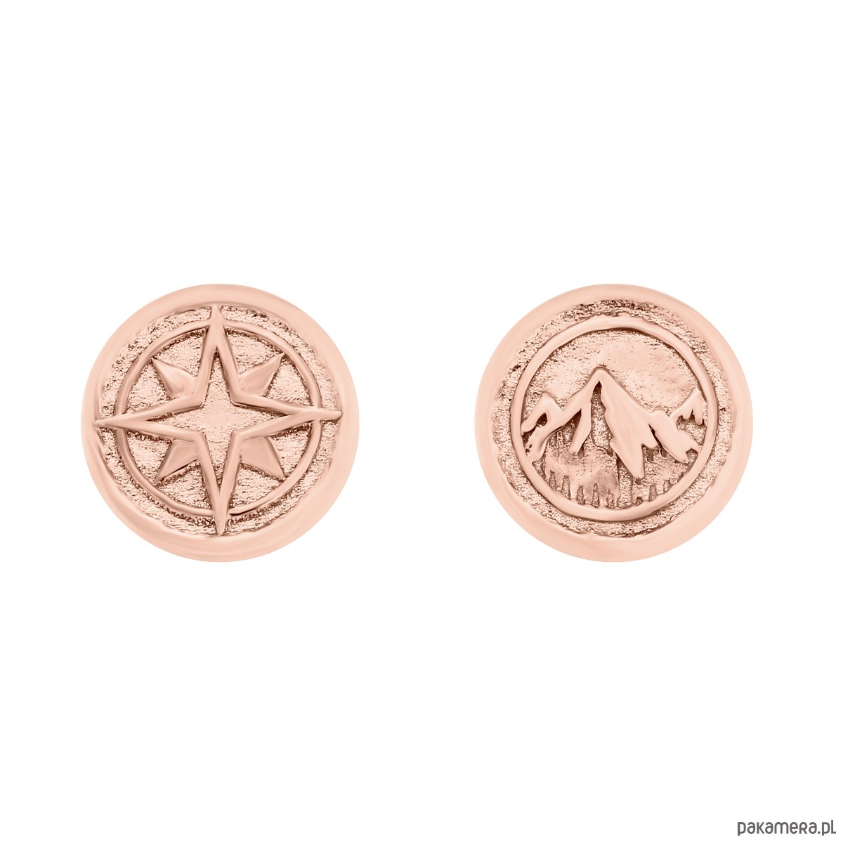 złote naszyjniki Dwustronny obrotowy naszyjnik z górami i różą wiatrów z różowego złota 1