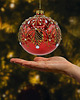 ozdoby choinkowe Bombki okrągłe czerwone: złota gałązka 3