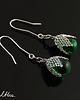 kolczyki wire wrapping Szmaragdowe w siateczce - kolczyki (lub klipsy) 1