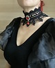 chokery Czarny choker/kolia Wiktoriańska z piękną czerwoną ozdobą 3