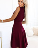 sukienki midi damskie 573-4 Ekskluzywna sukienka z rozkloszowanym dołem i zamkiem - bordowa 1