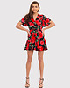 sukienki midi damskie Czerwona sukienka mini z nadrukiem w kwiaty DA1858 RED 2