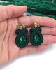 kolczyki soutache Kolczyki sutasz zielone sztyfty małe codzienne Ella z kryształkami 1