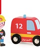 klocki i zabawki drewniane Wóz strażacki ze strażakiem. Zestaw drewniany 1+ Janod 1