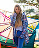 bluza z kapturem damska Zipper Long Blue Panther 7