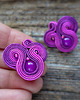 kolczyki soutache Małe, cyklamenowe, eleganckie kolczyki sutasz 3