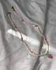 wisiory Handmade naszyjnik z naturalnych pereł z malinką i kwiatkami 1