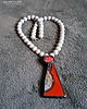 wisiory Koral i ręcznie malowana ceramika w wyjątkowym naszyjniku handmade prezent lux 7
