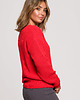 swetry damskie  Sweter z dekoltem w serek-czerwony(BK-075) 4