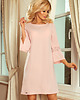 sukienki midi damskie 190-1 MARGARET sukienka z koronką na rękawkach - PASTELOWY RÓŻ 2