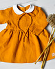 sukienki dla dziewczynki Musztardowa sukienka z kołnierzykiem len 100% 1