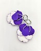 kolczyki z masy plastycznej Kolczyki bratki biało fioletowe wiszące handmade, kwiaty z gliny polimerowej 3