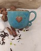 kubki Kubek ceramiczny z serduszkiem turkusowy,  Hand made 2