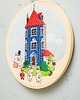 Ozdoby na ścianę Dolina Muminków na tle nieba, haft w tamborku 20 cm 7