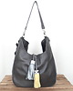torby na ramię Grafitowa skórzana torba z frędzlami 5