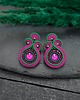 kolczyki soutache Kolczyki sutasz sztyfty małe zielono różowe z kryształkami Gracia 2