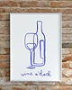 plakaty PLAKAT wino, niebieska grafika, wine o clock, ozdoba do kuchni 7