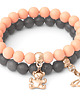 bransoletki z kamieni naturalnych Salmon pearl with rose gold teddy bear 1