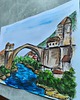 grafiki i ilustracje Mostar miasto most Bośnia pejzaż rzeka obraz akwarela 21x30 5
