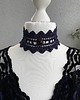 chokery Gotycki koronkowy granatowy choker z  kryształem 1