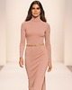sukienki midi damskie Sukienka pudrowy róż YY300059 1