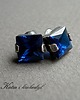 kolczyki wire wrapping Cubist  cyrkonie szafirowe - sztyfty 1