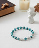 bransoletki z kamieni naturalnych Turkusowa bransoletka z krzyżykiem  Bransoletka z turkusu syntetycznego 2