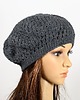 czapki damskie Ciemnoszary retro beret robiony szydełkiem 1