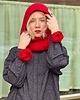 czapki damskie 100% MERINO Czerwona kominiarka kapturek 3