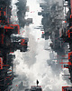 plakaty Futurystyczna Japonia, Cyberpunk - Plakat - Loft, Minimalizm 1