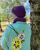 czapki damskie Bawełniana czapka beanie logo ekoskórka Fiolet 3