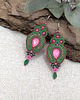 kolczyki soutache Verra kolczyki sutasz różowo zielone lekkie wiosnne z kryształkami 2
