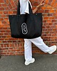 torby XXL Torba typu Shopper Bag czarna pikowana z haftem large size 6