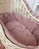 zabawki - inne Wiklinowy wózek dla lalek PCHACZ ecru z falbaną brudny róż 5