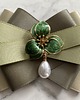 broszki Brosza z zielonym Kwiatem i perłą Nowość 8