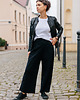 spodnie materiałowe damskie ELEGANCKIE CZARNE SPODNIE DRESOWE- Salvador 1